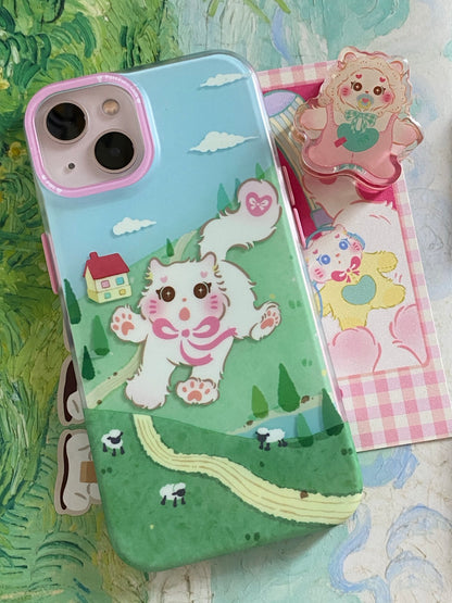 Cute kitten and puppy phone case