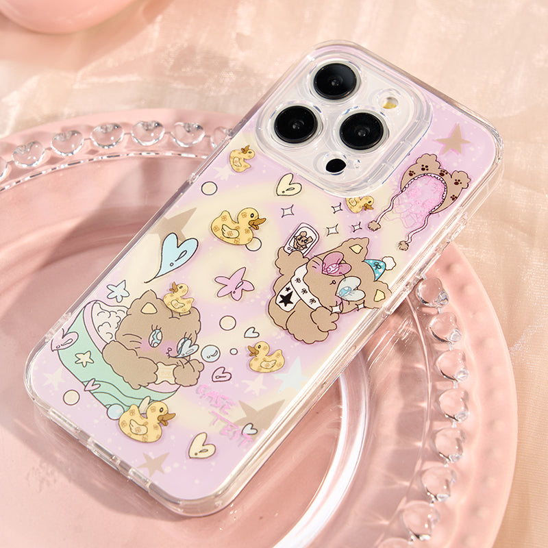 Cute kitten and puppy phone case