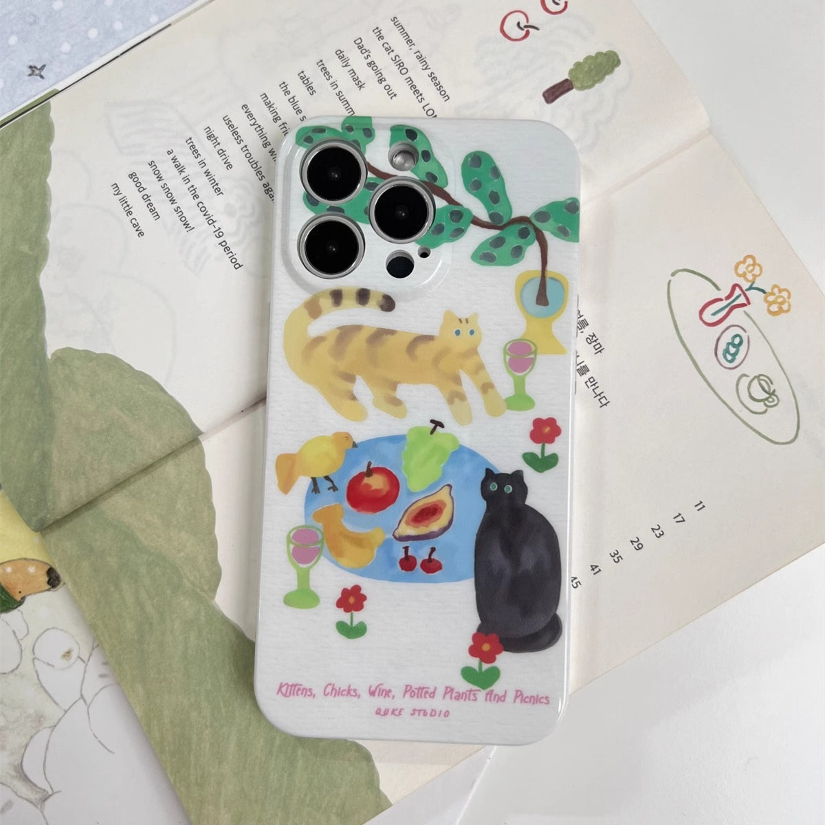 Cute kitten and puppy phone case