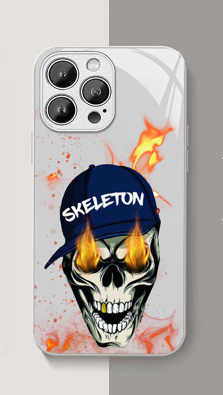 Original skull metal lacquered glass phone case