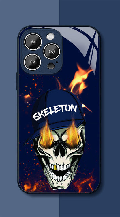 Original skull metal lacquered glass phone case